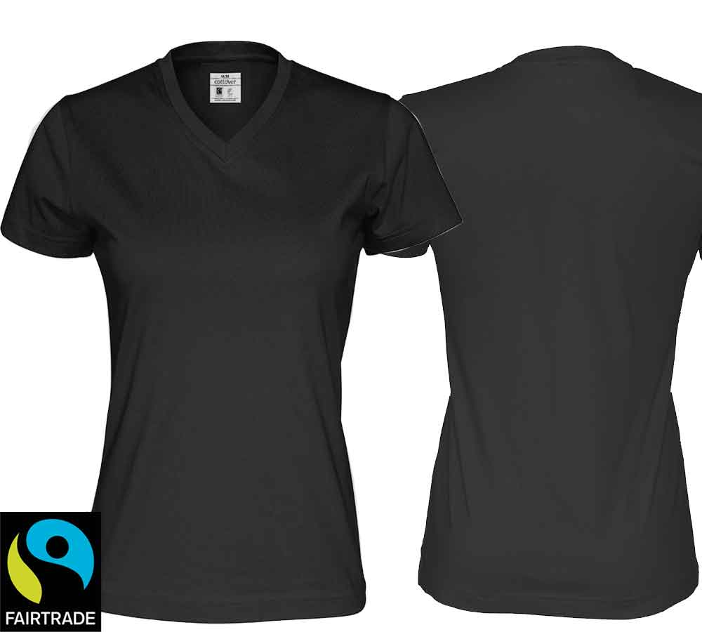 Damen T-Shirt V-ausschnitt Schwarz