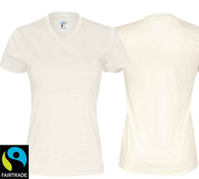 Lade das Bild in den Galerie-Viewer, Damen T-Shirt V-ausschnitt Creme
