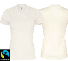 Load image into Gallery viewer, Damen T-Shirt V-ausschnitt Creme
