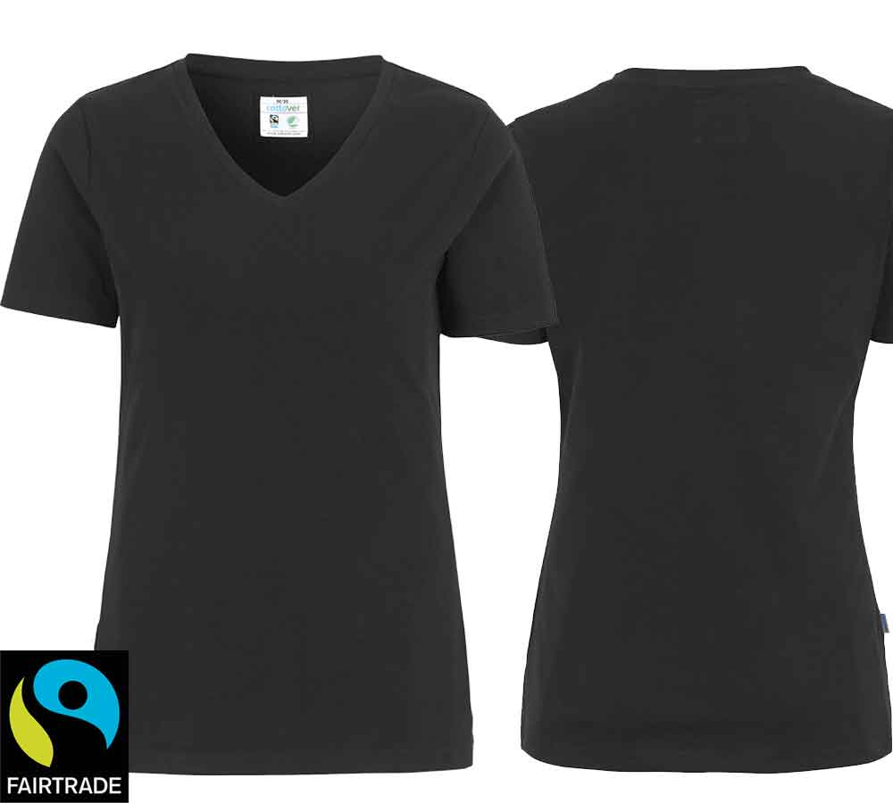 Stretch T-Shirt Damen Schwarz, Fairtrade 