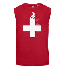 Load image into Gallery viewer, Aërmeloses T-Shirt mit Schweizerkreuz im Landjäger style (Steinbock)
