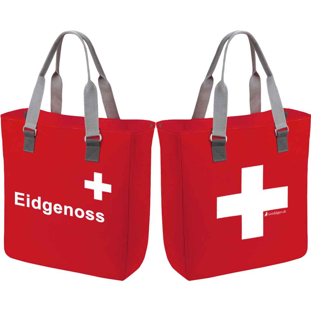 Tasche mit Schweizerkreuz und Text Eidgenoss