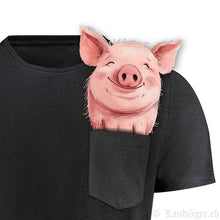 Lade das Bild in den Galerie-Viewer, T-Shirt mit Schwein in der Tasche (Taschentier)
