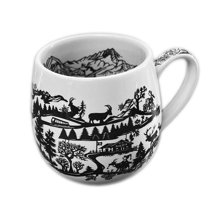Scherenschnitt Tasse mit innen und aussen Druck