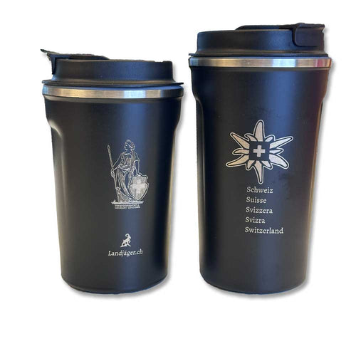 Thermo-Becher Helvetia & Edelweiss mit Temp.-Anz.