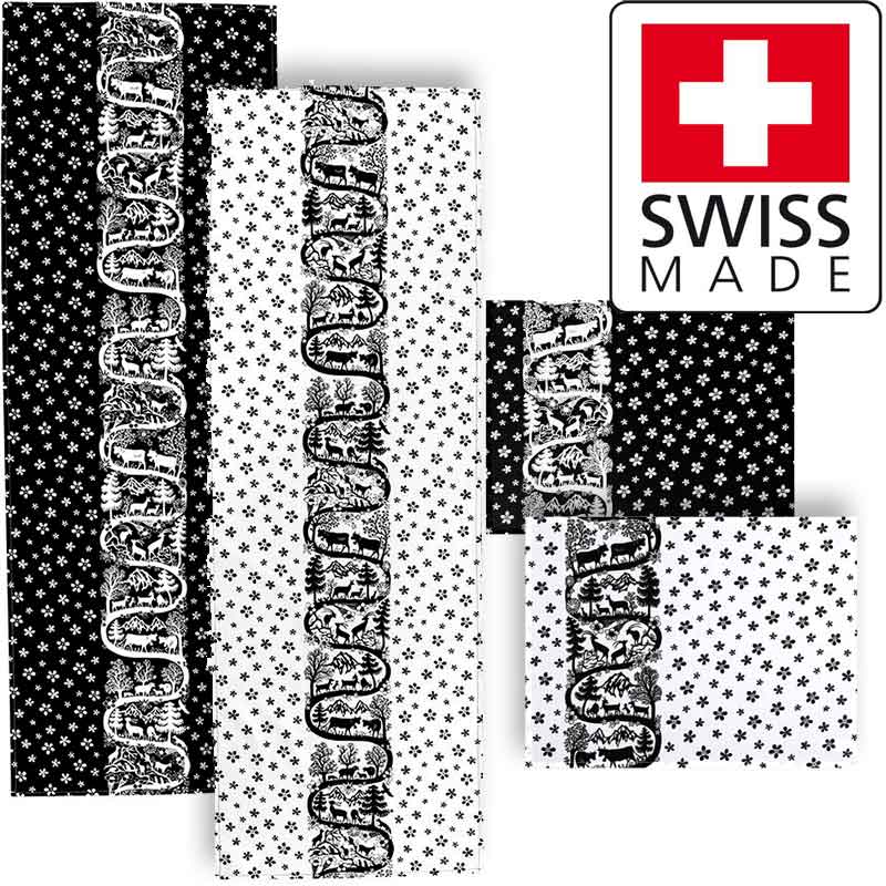 Silhouette table runner, -set alpine view