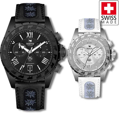 Cronografo con bracciale bianco fine