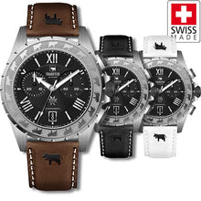 Load image into Gallery viewer, Chronograf mit Silbernes Gehäuse, Schwarzes Ziffernblatt
