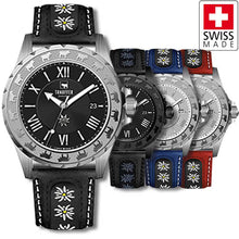 Charger l&#39;image dans la galerie, Edelweiss Herrenuhr mit Edelweiss Band von Trauffer
