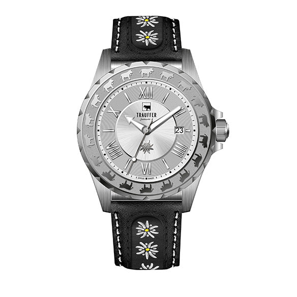 Edelweiss montre homme avec bracelet noir de Traufer