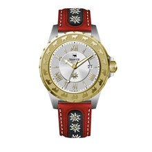Lade das Bild in den Galerie-Viewer, Edelweiss Damenuhr Gold mit Edelweiss Band Rot von Trauffer
