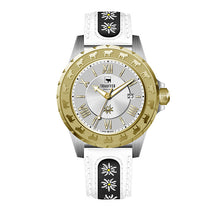 Lade das Bild in den Galerie-Viewer, Edelweiss Damenuhr Gold mit Edelweiss Band Weiss von Trauffer
