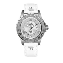 Lade das Bild in den Galerie-Viewer, Damenuhr Lederarmband &quot;Kuh&quot; Weiss / Silber

