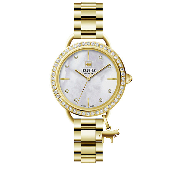 Charms Damenuhr Gold Stahlarmband mit Swarovski