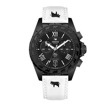 Load image into Gallery viewer, Chronograf Black Edition Swiss Made, weisses Lederarmband
