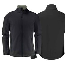 Charger l'image dans la galerie, Softshell Jacke mit Stretchanteil. Zweifarbiger Reissverschluss vorne und an den Taschen. Ärmel mit Klett verstellbar und Kordelzug im Bund. 
