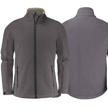 Charger l'image dans la galerie, Softshell Jacke mit Stretchanteil. Zweifarbiger Reissverschluss vorne und an den Taschen. Ärmel mit Klett verstellbar und Kordelzug im Bund. 
