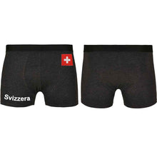 Load image into Gallery viewer, Unterhose Schwarz mit Schweizerkreuz und Text Svizzera

