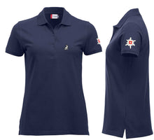 Lade das Bild in den Galerie-Viewer, Polo Dunkel Marine Women mit Logo und Edelweiss
