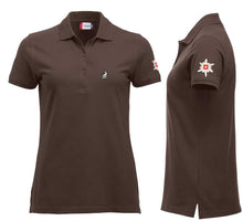 Lade das Bild in den Galerie-Viewer, Polo Dunkelmocca Women mit Logo und Edelweiss
