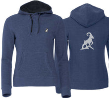 Lade das Bild in den Galerie-Viewer, Hoodie Women Blaumeliert mit Logo
