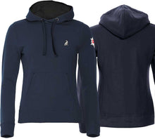 Lade das Bild in den Galerie-Viewer, Hoodie Dark Navy Women mit Logo und edelweiss
