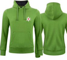 Lade das Bild in den Galerie-Viewer, Hoodie Grünmeliert Women mit Edelweiss
