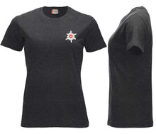 Lade das Bild in den Galerie-Viewer, Premium T-Shirt Women Anthrazit Meliert, mit Edelweiss Brust
