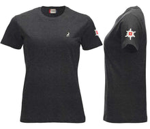 Load image into Gallery viewer, Premium T-Shirt Women Anthrazit Meliert, mit Logo und Edelweiss
