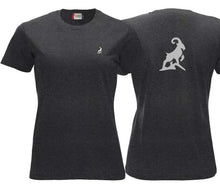 Load image into Gallery viewer, Premium T-Shirt Women Anthrazit Meliert, mit Logo hinten
