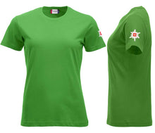 Charger l&#39;image dans la galerie, Premium T-Shirt Women Apfelgrün,  Edelweiss ärmel
