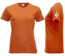 Load image into Gallery viewer, Premium T-Shirt Women Blutorange, mit Edelweiss
