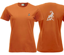 Lade das Bild in den Galerie-Viewer, Premium T-Shirt Women Blutorange, mit Logo hinten
