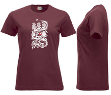 Load image into Gallery viewer, Premium T-Shirt Women Bordeaux, Scherenschnitt Alpenblick
