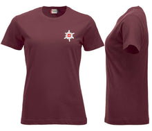 Lade das Bild in den Galerie-Viewer, Premium T-Shirt Women Bordeaux, Edelweiss Brust
