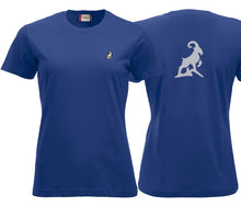 Lade das Bild in den Galerie-Viewer, Premium T-Shirt Women Dunkel Blau, mit Logo hinten

