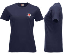 Carica l&#39;immagine nel visualizzatore di Gallery, Premium T-Shirt Women Dunkel Marine, Edelweiss Brust
