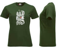 Load image into Gallery viewer, Premium T-Shirt Women Flaschengrün, Scherenschnitt

