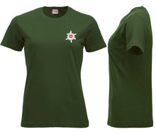 Load image into Gallery viewer, Premium T-Shirt Women Flaschengrün, Edelweiss Brust
