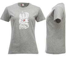 Charger l&#39;image dans la galerie, Premium T-Shirt Women Graumeliert, Scherenschnitt Brust
