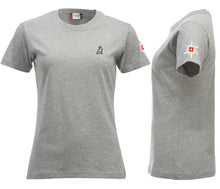 Charger l&#39;image dans la galerie, Premium T-Shirt Women Graumeliert, mit Logo und Edelweiss
