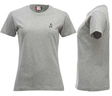 Load image into Gallery viewer, Premium T-Shirt Women Graumeliert, mit Logo
