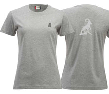 Load image into Gallery viewer, Premium T-Shirt Women Graumeliert, mit Logo hinten
