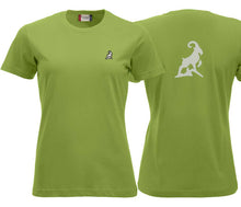 Charger l&#39;image dans la galerie, Premium T-Shirt Women Hellgrün, Logo hinten
