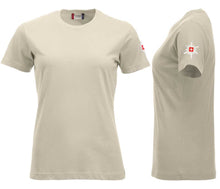 Load image into Gallery viewer, Premium T-Shirt Women Hellkhaki, Edelweiss ärmel
