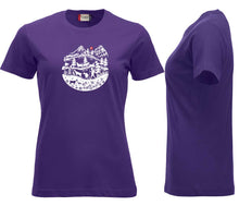 Load image into Gallery viewer, Premium T-Shirt Women Lila, Scherenschnitt Alpenleben
