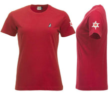 Load image into Gallery viewer, Premium T-Shirt Women Rot, mit Logo und Edelweiss
