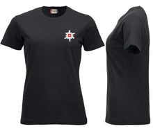 Charger l&#39;image dans la galerie, Premium T-Shirt Women Schwarz, Edelweiss auf Brust
