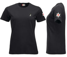 Load image into Gallery viewer, Premium T-Shirt Women Schwarz, Logo und Edelweiss
