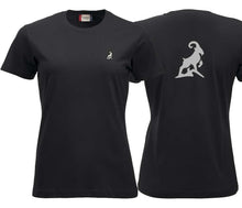 Charger l&#39;image dans la galerie, Premium T-Shirt Women Schwarz, mit Logo hinten
